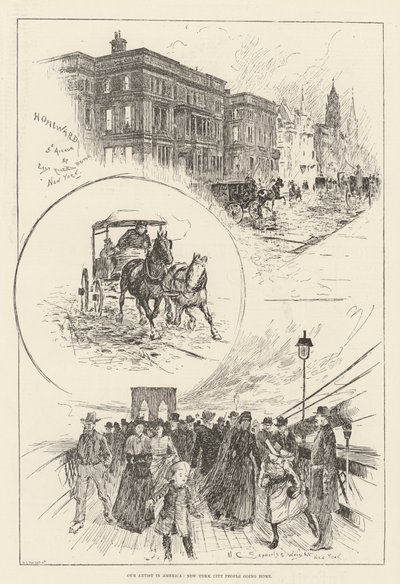Amerika'daki Sanatçımız, New York Şehri İnsanları Eve Dönüyor by Henry Charles Seppings Wright