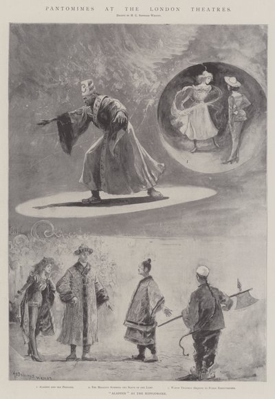 Londra Tiyatrolarında Pantomimler (lito) by Henry Charles Seppings Wright