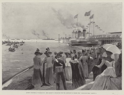 Folkestone'da Kraliçe'nin Hava Durumu, Majestelerinin Calais-Douvres Gemisinde Kıtaya Ayrılışı, 11 Mart by Henry Charles Seppings Wright