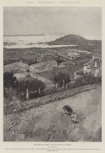 Çin Sorunu, Antlaşma Limanı Chefoo, Kasaba ve Liman Görünümü by Henry Charles Seppings Wright