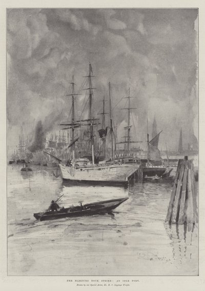 Hamburg Dock Strike, Boş Bir Liman by Henry Charles Seppings Wright