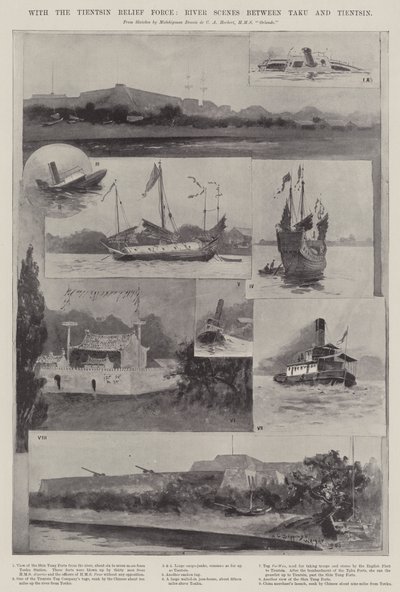 Tientsin Yardım Gücü ile Taku ve Tientsin arasındaki Nehir Manzaraları by Henry Charles Seppings Wright