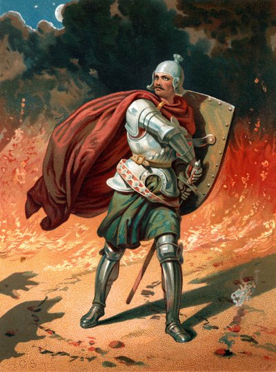 "Unvan hacı Christian, Apollyon, Yok Edici, Dipsiz Çukur Meleği ile savaşıyor" by Henry Courtney Selous