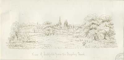 Lichfield - Kuzey Görünümü (uzaktan): kalem çizimi, nd [1788-1855] (çizim) by Henry Curzon Allport