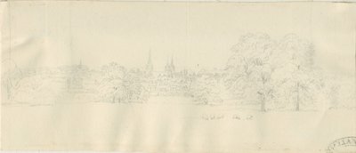 Lichfield - Kuzey Görünümü (uzaktan): karakalem, nd [1788-1855] (çizim) by Henry Curzon Allport