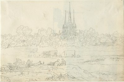 Lichfield Katedrali - Doğu Görünümü: kalem ve mürekkep çizimi, 20 Haz [c 1820] (çizim) by Henry Curzon Allport