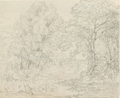 Tamworth - Kırsal Görünüm: kalem ve mürekkeple çizim, nd [1788-1855] by Henry Curzon Allport
