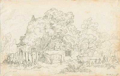 Yoxall - Eski Çiftlik Evi: karakalem, nd [c 1815] by Henry Curzon Allport