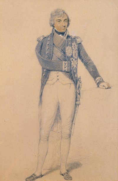Horatio Nelson (1758-1805) (kağıt üzerine kurşun kalem, mürekkep ve guaj boya) by Henry Edridge