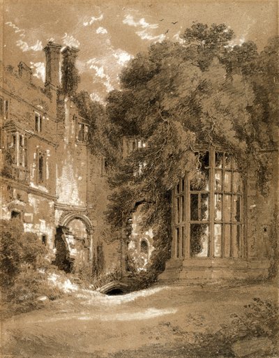 Kenilworth Kalesi (kahverengi kağıt üzerinde beyazla güçlendirilmiş gri yıkamalı siyah tebeşir) by Henry Edridge