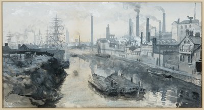 Ordsall'daki Irwell, Worrall's Dye Works by Henry Edward Tidmarsh
