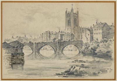 Eski Kilise ve Salford Köprüsü (eski bir baskıdan) by Henry Edward Tidmarsh