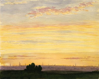 Şehir ve Günbatımı, . by Henry Farrer