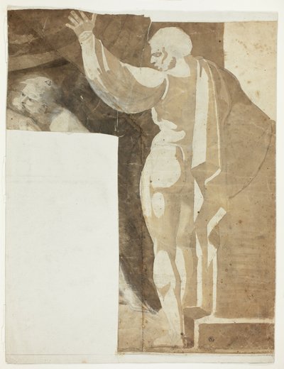 Erkek Figürü, Sol Kolu Kalkmış, Arkadan Görünüyor ve Yaşlı Adam Parçası by Johann Heinrich Füssli