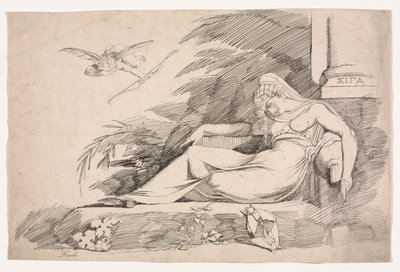 Aşk tanrısı ile uyuyan kadın by Johann Heinrich Füssli