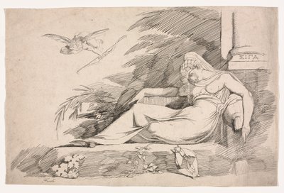 Aşk Tanrısı ile Uyuyan Kadın, 1780-1790. by Johann Heinrich Füssli