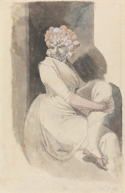 Oturan Bir Kadının Çalışması by Johann Heinrich Füssli