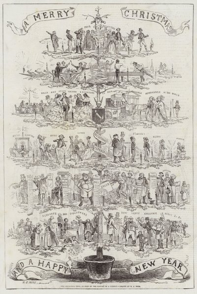 Bir Ailenin Babası tarafından görülen Noel Ağacı by Henry George Hine