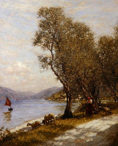Bir Veronese Çoban, Garda Gölü (tuval üzerine yağlı boya) by Henry Herbert La Thangue