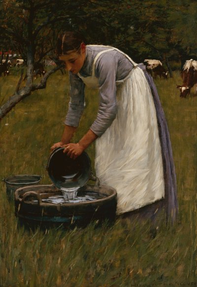İnekleri Sulamak (tuval üzerine yağlı boya) by Henry Herbert La Thangue