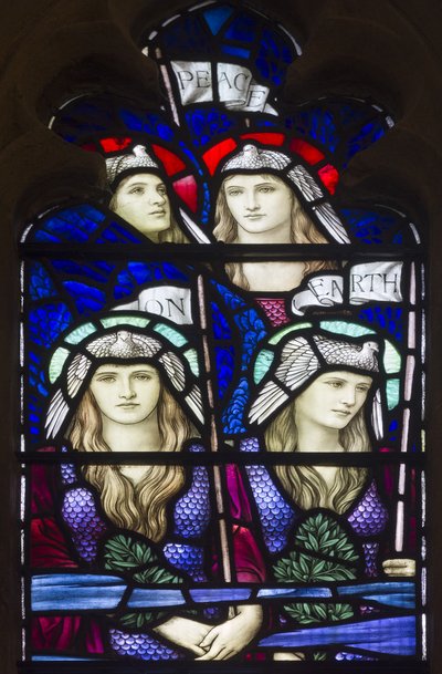Yeovil, St John The Baptist, Lowndes & Drury, Henry Holiday, Peace On Earth, Angels, 1917-18 by Henry Holiday