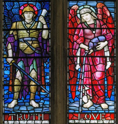 Yeovil, St John The Baptist, Lowndes & Drury, Henry Holiday, Hakikat ve Aşk, 1917-18 by Henry Holiday