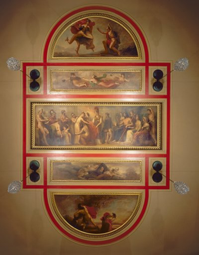 Pandora Efsanesini tasvir eden Kütüphane ve Yemek Odasındaki Tavan, 1834 dolayları by Henry Howard