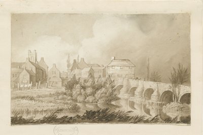 Burton-upon-Trent Köprüsü ve Kasabası: sepya çizimi, nd [c 1840] by Henry James Noyes