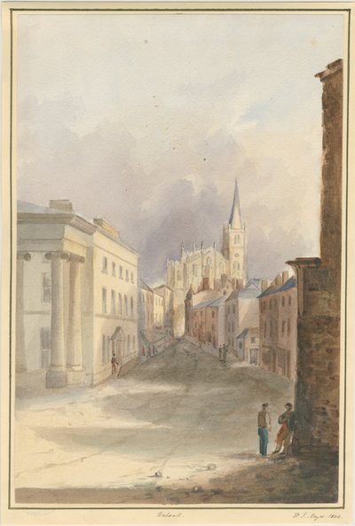 Walsall Kasabası ve Kilisesi: sulu boya, 1844 by Henry James Noyes