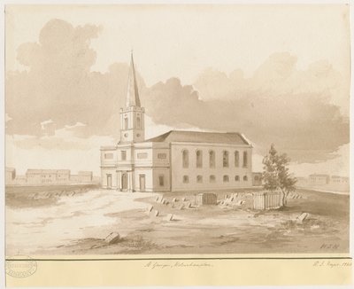 Wolverhampton - St. George Kilisesi: sepya yıkama çizimi, 1844 by Henry James Noyes