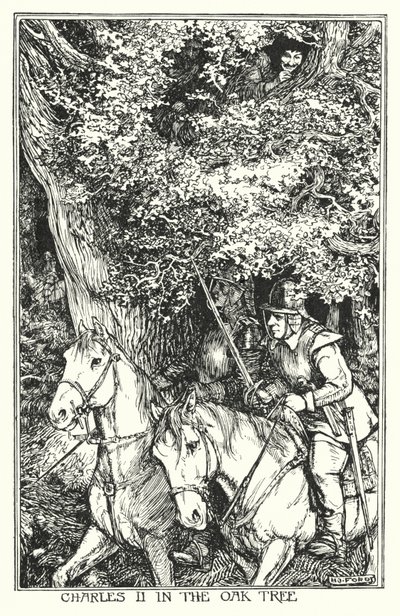 meşe ağacında Charles II (lito) by Henry Justice Ford
