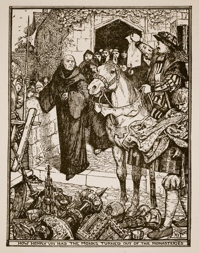 Henry VIII, rahipleri manastırlardan nasıl çıkardı, C.R.L. Fletcher ve Rudyard Kipling, 1911 by Henry Justice Ford