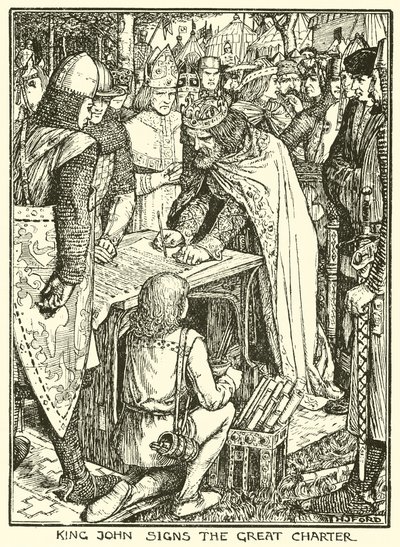 Magna Carta. Kral John Büyük Tüzüğü İmzalıyor (gravür) by Henry Justice Ford