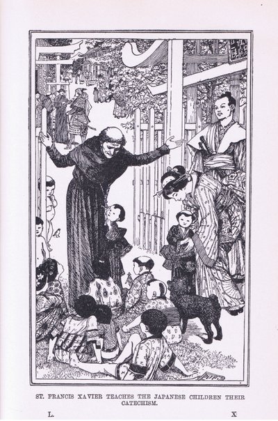 St Francis Xavier, Japon çocuklara eğitimlerini öğretiyor, 1912 by Henry Justice Ford