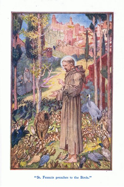 Aziz Francis kuşlara vaaz veriyor, 1912 by Henry Justice Ford