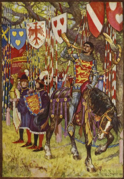Huntingdon Kontu altın boynuzu üfler by Henry Justice Ford