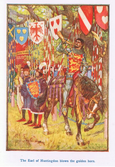 Huntingdon Kontu altın boynuzu üfler by Henry Justice Ford