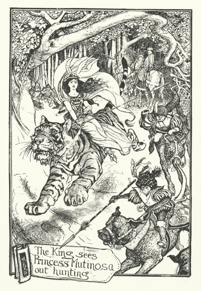 Kral, Prenses Mutinosa'yı Avlanıyorken Görüyor (gravür) by Henry Justice Ford