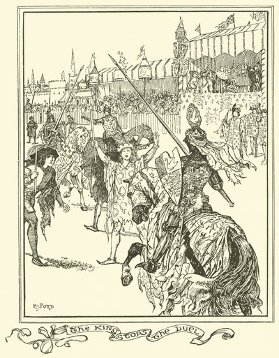 Kral Düelloyu Durdurur (gravür) by Henry Justice Ford