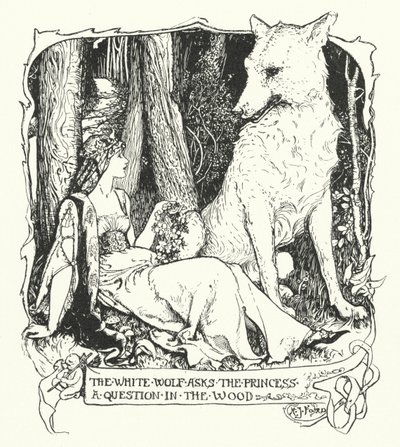 Beyaz Kurt, Prensese Ormanda Bir Soru İstiyor (gravür) by Henry Justice Ford