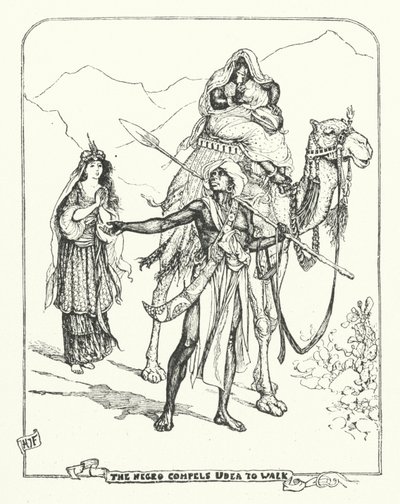 Siyah adam Udea'yı Yürümeye Zorluyor (gravür) by Henry Justice Ford