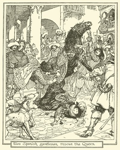 İki İspanyol Bey, Kraliçeyi Kurtardı by Henry Justice Ford