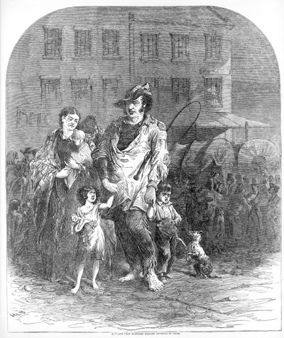 Kuzey Missouri'den St. Louis'e giren mülteciler, pub. c.1894 by Henry Louis Stephens