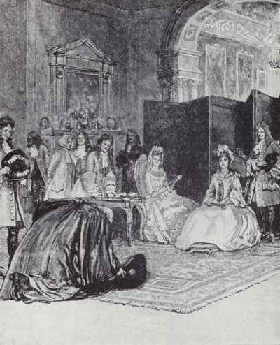 Piskopos Burnet, Kraliçe Anne'nin katılımını duyurdu by Henry Marriott (after) Paget