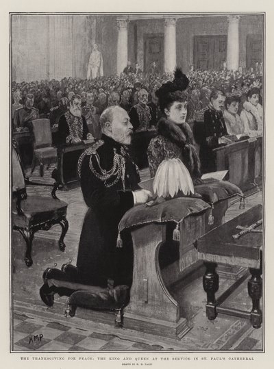 Barış için Şükran Günü, Kral ve Kraliçe St Paul Katedrali'ndeki Ayinde by Henry Marriott Paget