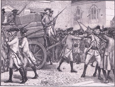 1765 ಟರ್ಕ್‌ನ ನ್ಯೂಯಾರ್ಕ್‌ನ ಸಿಟಿ ಹಾಲ್‌ಗೆ ಸ್ಟ್ಯಾಂಪ್ ಮಾಡಿದ ಕಾಗದವನ್ನು ಬೆಂಗಾವಲು ಮಾಡುವ ಪಡೆಗಳು by Henry Marriott Paget