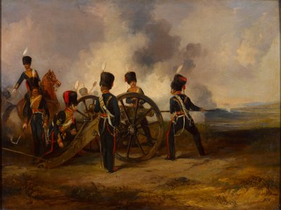 Bir Kraliyet Atlı Topçu silah mürettebatı yükleme, 1844 dolaylarında by Henry Martens