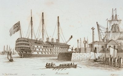 Portsmouth limanındaki gemilerin çizimleri by Henry Moses