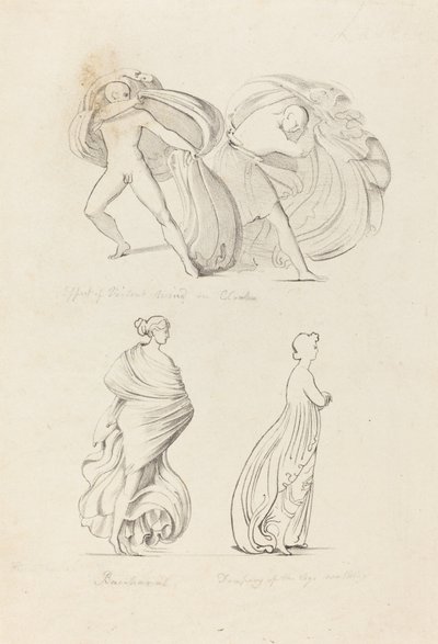 Perdelik, Üç Figür, Bir Bacchante ve İki Doğadan by Henry Noel Humphreys after John Flaxman