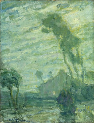 Manzara (karton üzerine yağlı boya; arkaya pastel/tebeşir çizimi) by Henry Ossawa Tanner